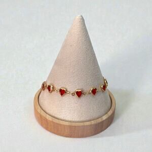 Red Gold Heart Women Anklet